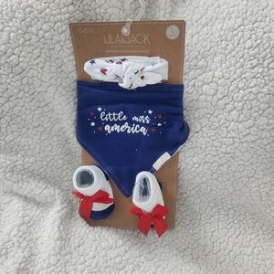 Blue and White Baby Bandana and Sock Set